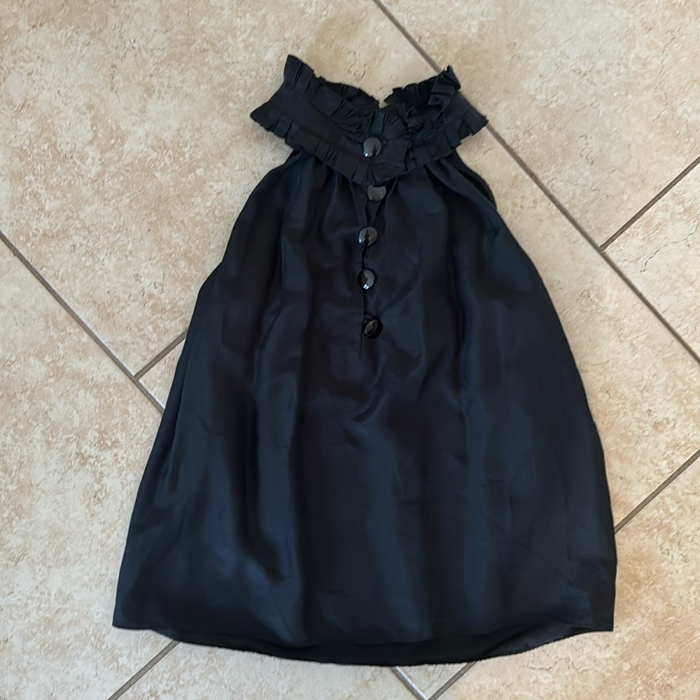 J Crew 100% Silk Black Halter Top XS